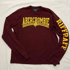 Abercrombie & Fitch Maroon Viking RiffRaff LS Muscle TShirt Large